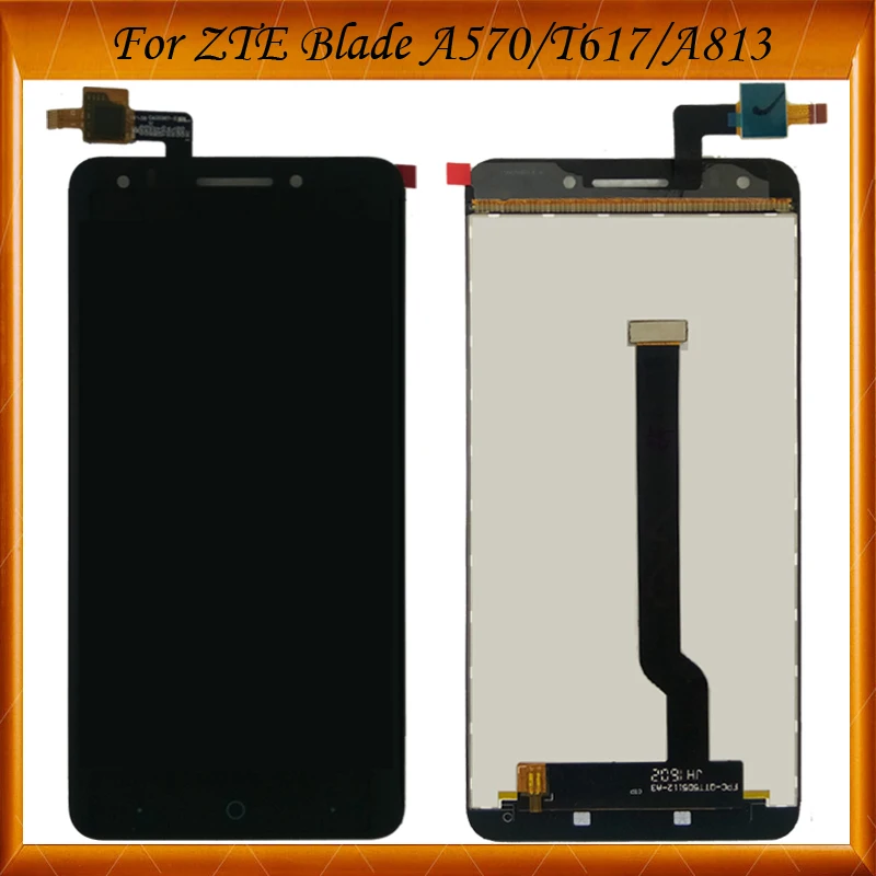 Дешево Черно белый цвет 100% оригинал протестирован для zte Blade A570 T617 A813 ЖК дисплей + кодирующий преобразователь сенсорного экрана в сборе Замена