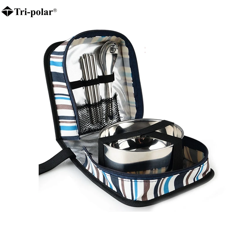 

Tri-polar Outdoor Tablewares Portable Tableware Stainless Steel Dinnerware Travel Camping Cutlery Set Chopsticks Set Picnic Tool