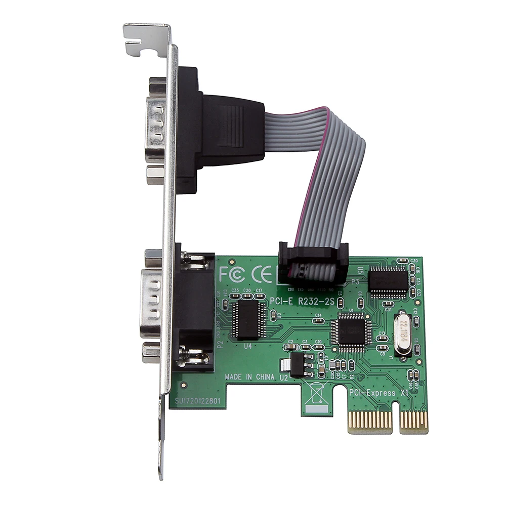 Плата расширения интерфейса PCI E RS232 с двумя последовательными портами COM адаптер