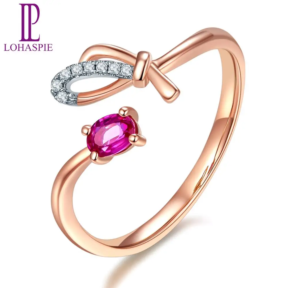 

LP Solid 9K 14K 18K Rose Gold For Women Natural Gemstone Ruby & Diamond Online Engagement Rings Customized Style Jewelry 2019