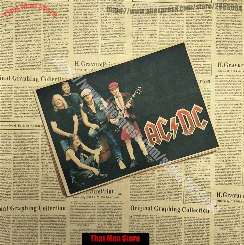 ВИНТАЖНЫЙ ПЛАКАТ ACDC крафт ретро старый рок-н-ролл Старый плакат евро и американская музыкальная команда звезда Ретро плакат