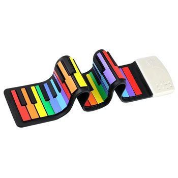 

Color 49 Standard Keys Flexible Kids Piano Keyboard Flexible Roll Up Keyboard Piano Built-In Lithium Battery Completely Portab