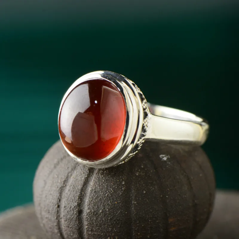 Real Pure Sterling Silver 925 Engagement Ring Natural Garnet Handmade Ring Women Gemstone Beautiful Fine Jewelry Anillos Real Pure Sterling Silver 925 Engagement Ring Natural Garnet Handmade Ring Women Gemstone Beautiful Fine Jewelry Anillos