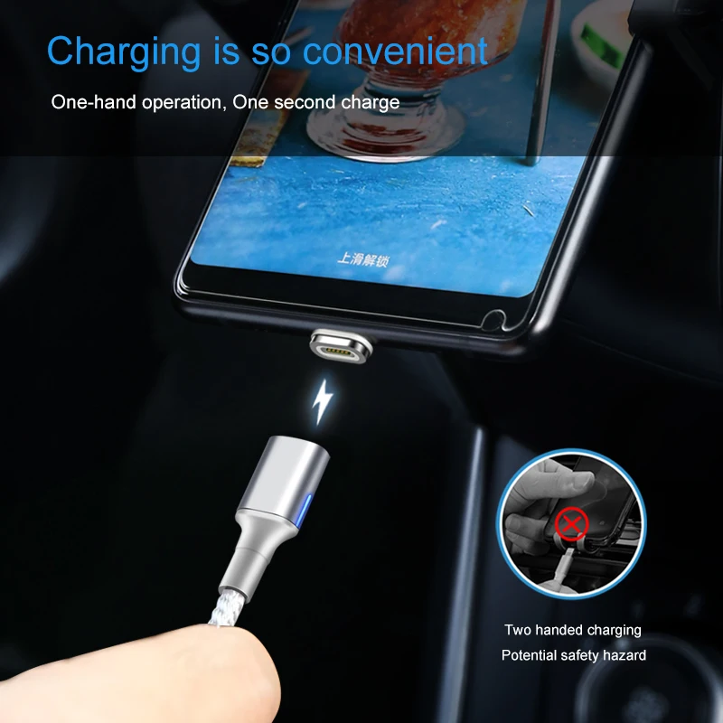 Elough Espark المغناطيسي كابل الشاحن ل فون Xiaomi سامسونج شاحن هاتف محمول يعمل بنظام تشغيل أندرويد المغناطيس 3A سريع تهمة نوع C المصغّر usb كابل