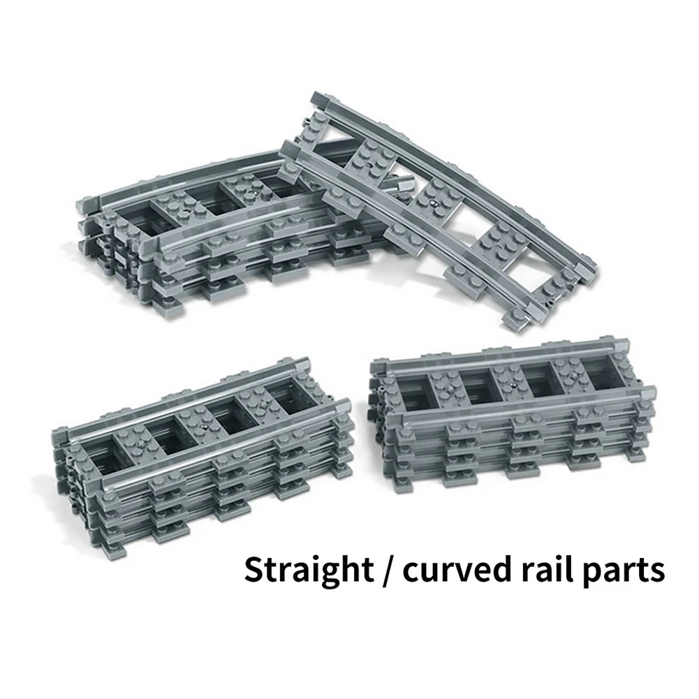 

10-50 Pcs/Lot City Trains Train Track Rail Straight & Curved Rails Building Blocks Set Bricks Model Kids Toys Children's gift
