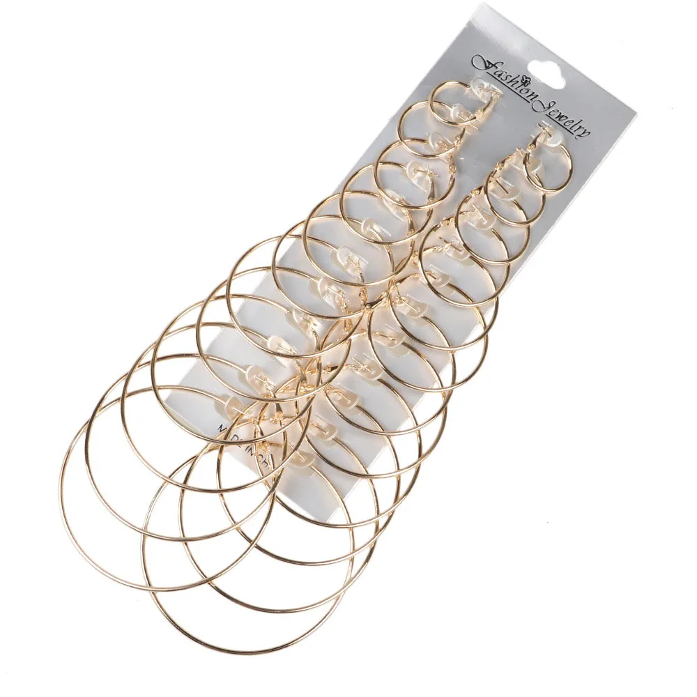 12 пар/уп. металлические круглые серьги набор большой круг ушной обруч женские модные ювелирные изделия