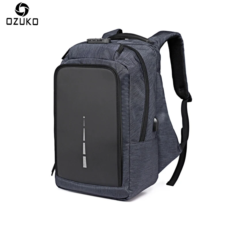 

OZUKO Oxford Men's Backpack Anti-thief USB Charging 15.6inch Laptop Backpack Mochila Multi-functional Casual Computer School Bag