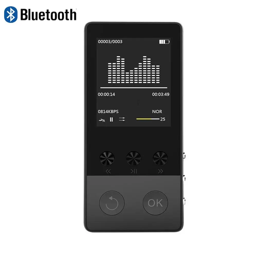 Mp3-плеер Bluetooth портативный музыкальный плеер с fm-радио запись будильник расширяемый до 128 ГБ