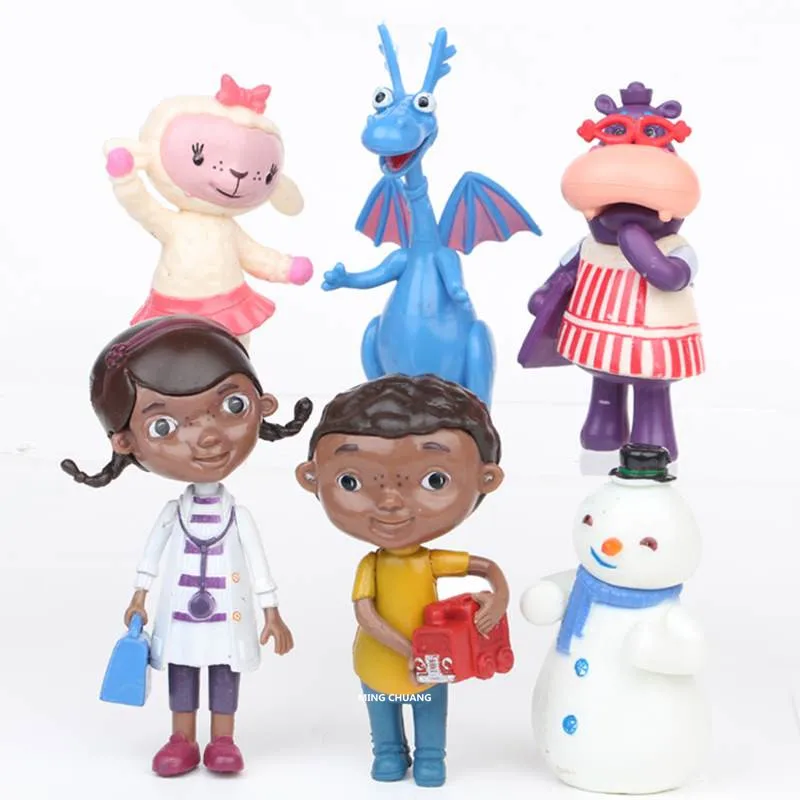 

6 Pcs/set Animation Doc Mcstuffins Check Up Time Maffin Snowman Hallie Chilly Hippo Sheep Dottie Plastic Action Figure Toy D539
