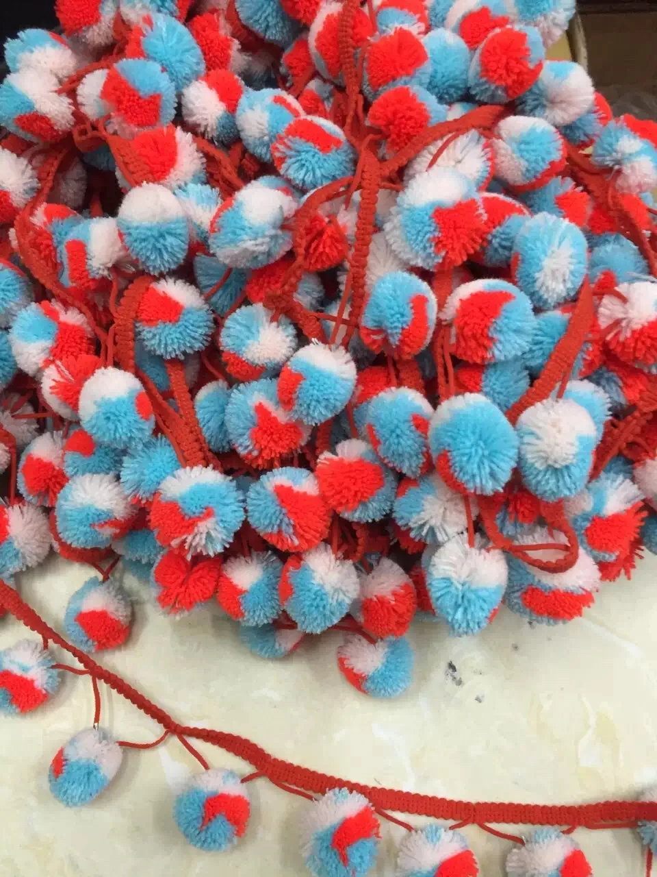 

4-4.5cm milk fibre colorful flocky ball lace fringe trim,13-15yards per batch,XERY-AT160429D