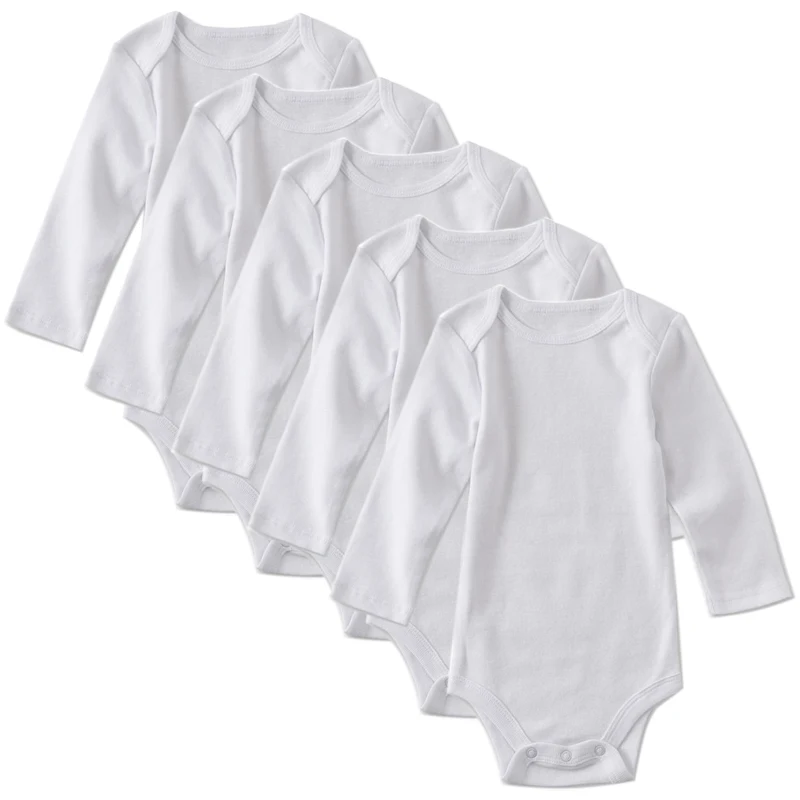 5-Pack-Newborn-Bodysuit-Babies-Baby-Boys-Girls-Clothes-Toddler-Infant-Unisex-White-Long-Sleeve-Bodysuits