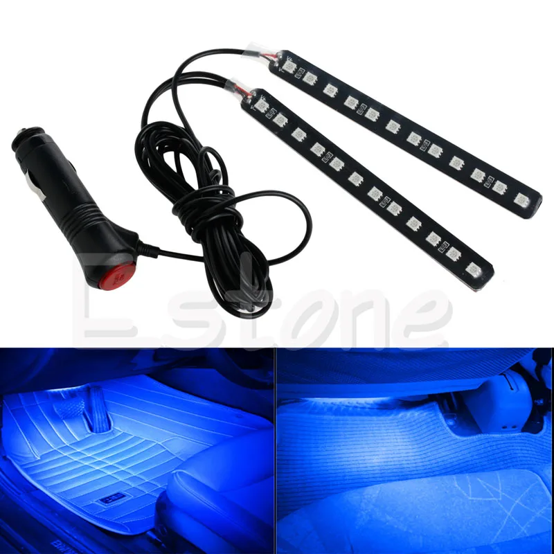 

New Blue 2X12 LED Car Interior Footwell Floor Decor Atmosphere Light Neon Strips