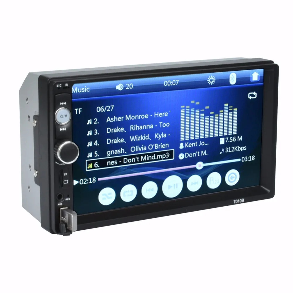 

Free shipping Spot car dual ingot 7 inch Bluetooth MP5 player reversing rear view one machine without driver 7010B