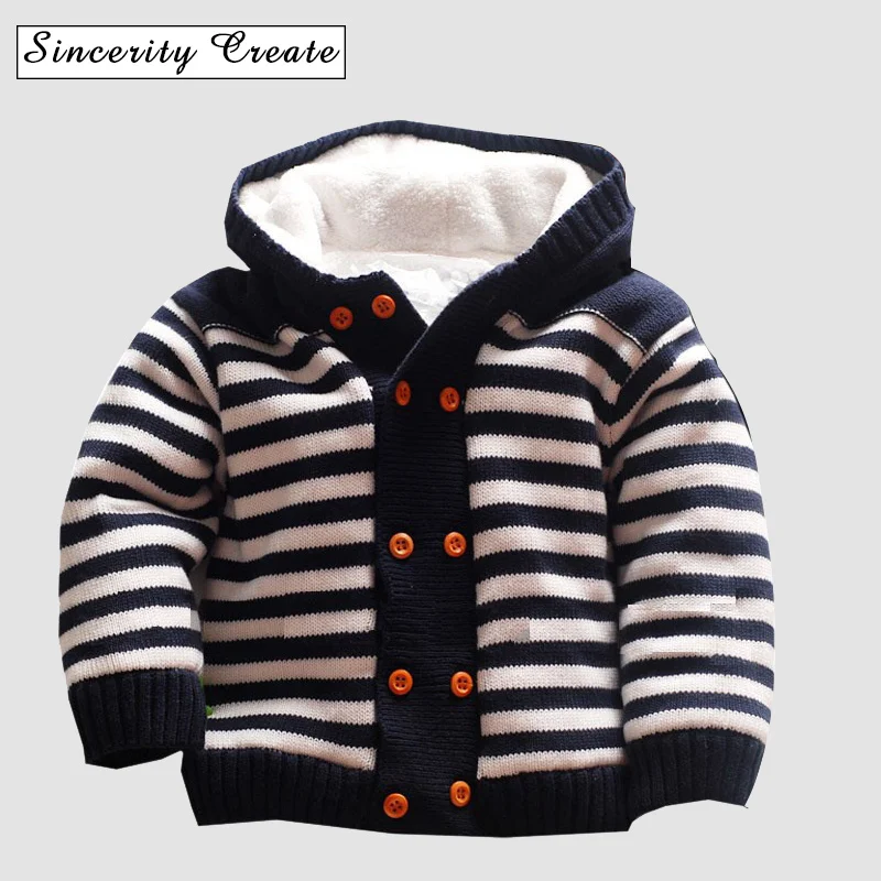 Baby Cardigan Winter Warm Thick Clothes Fleece Knitted Sweater Newborn Boys Girls Snow Kids Clothes Plaid Baby Clothing ABS-1548
