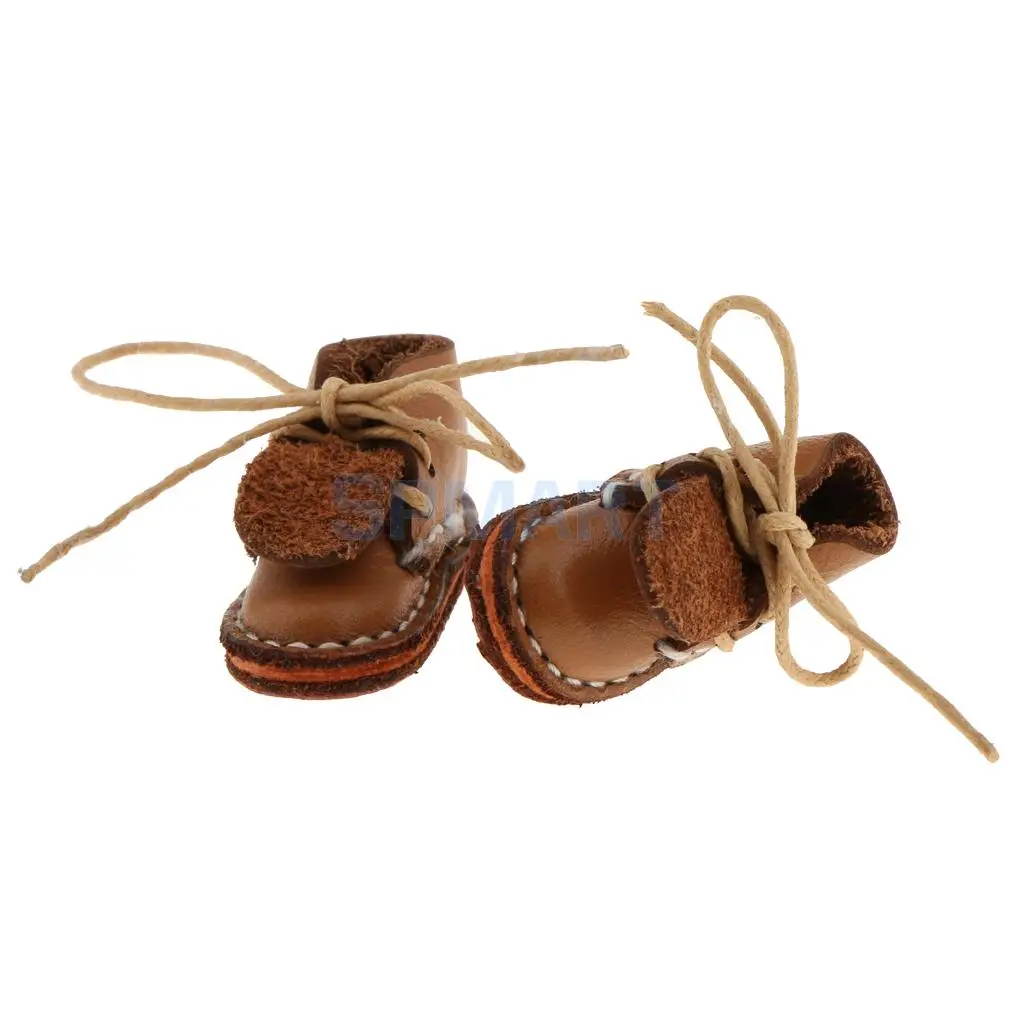Pair of Fashion Shoes PU Leather Lace up Boots Shoes for 12'' Blythe Doll Clothes