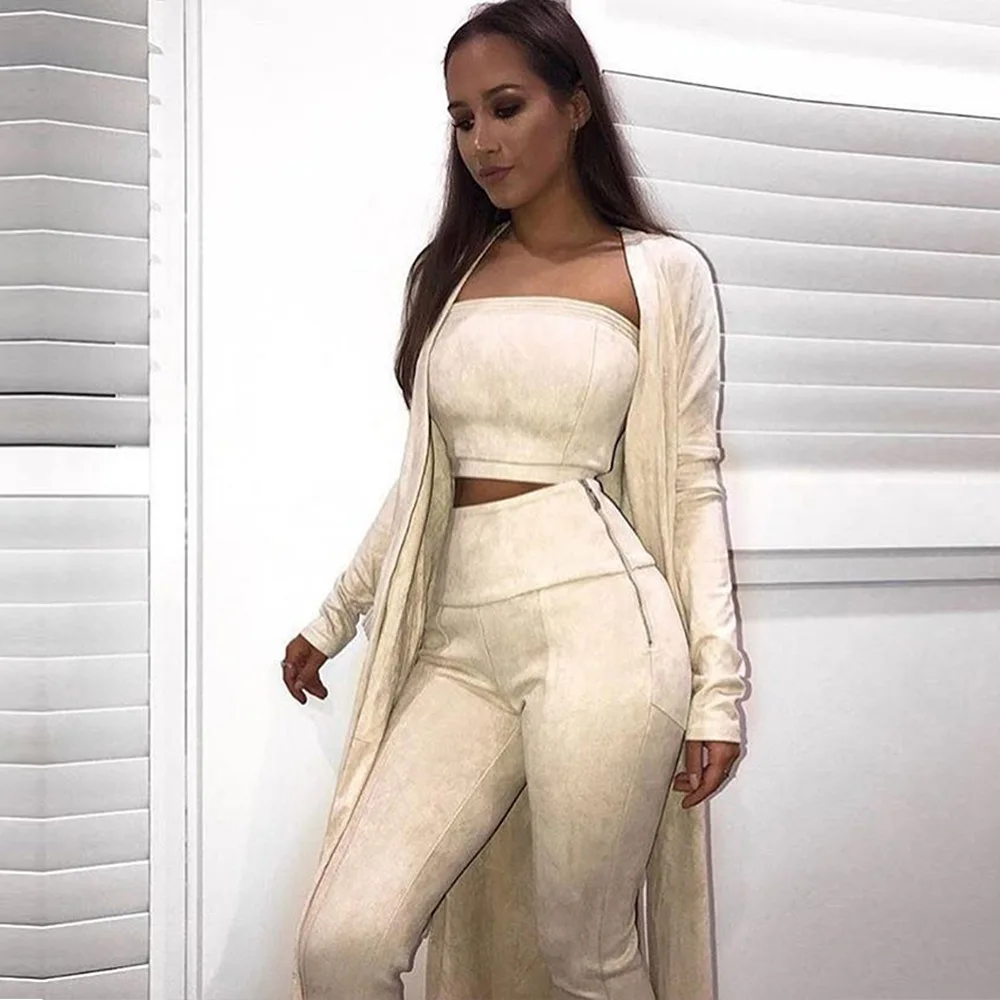 

2019 European and American best selling five-color suede side zipper pants spring and summer women