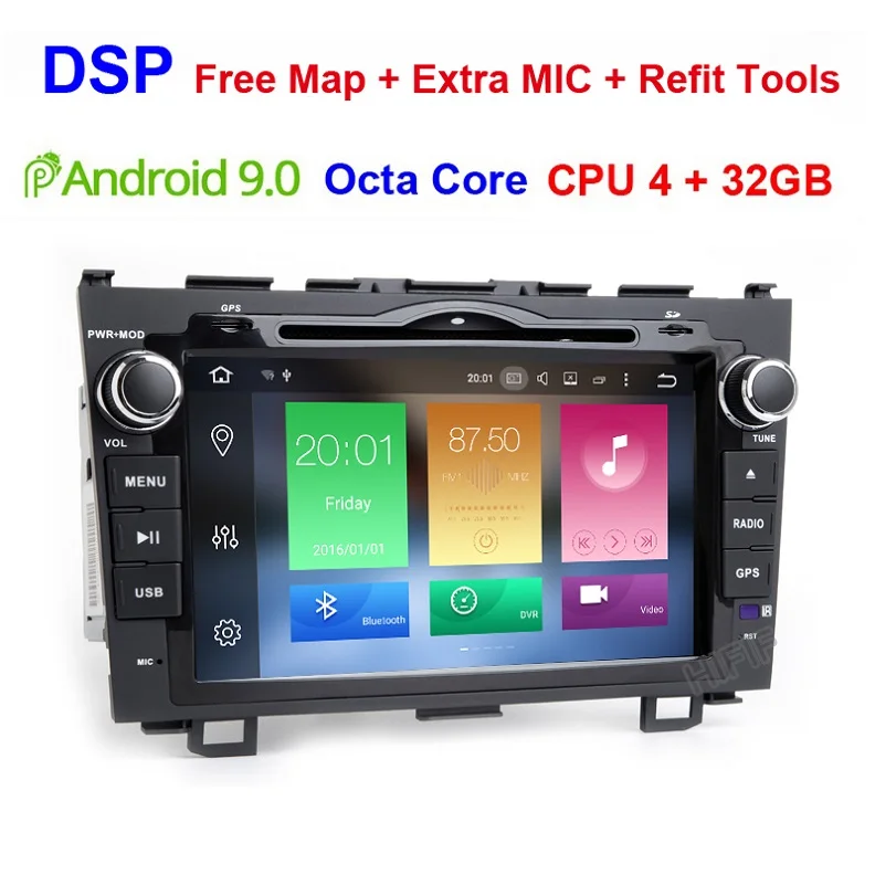 Octa Core 4G 32G DSP DSP Автомобильная dvd-навигационная Система Android 9,0 для HONDA CRV 2006-2011 HD 1024*600 автомобильный радиоприемник SWC DVR DAB SWC RDS зеркальные карты - Цвет: Octa Core 4G 32G DSP