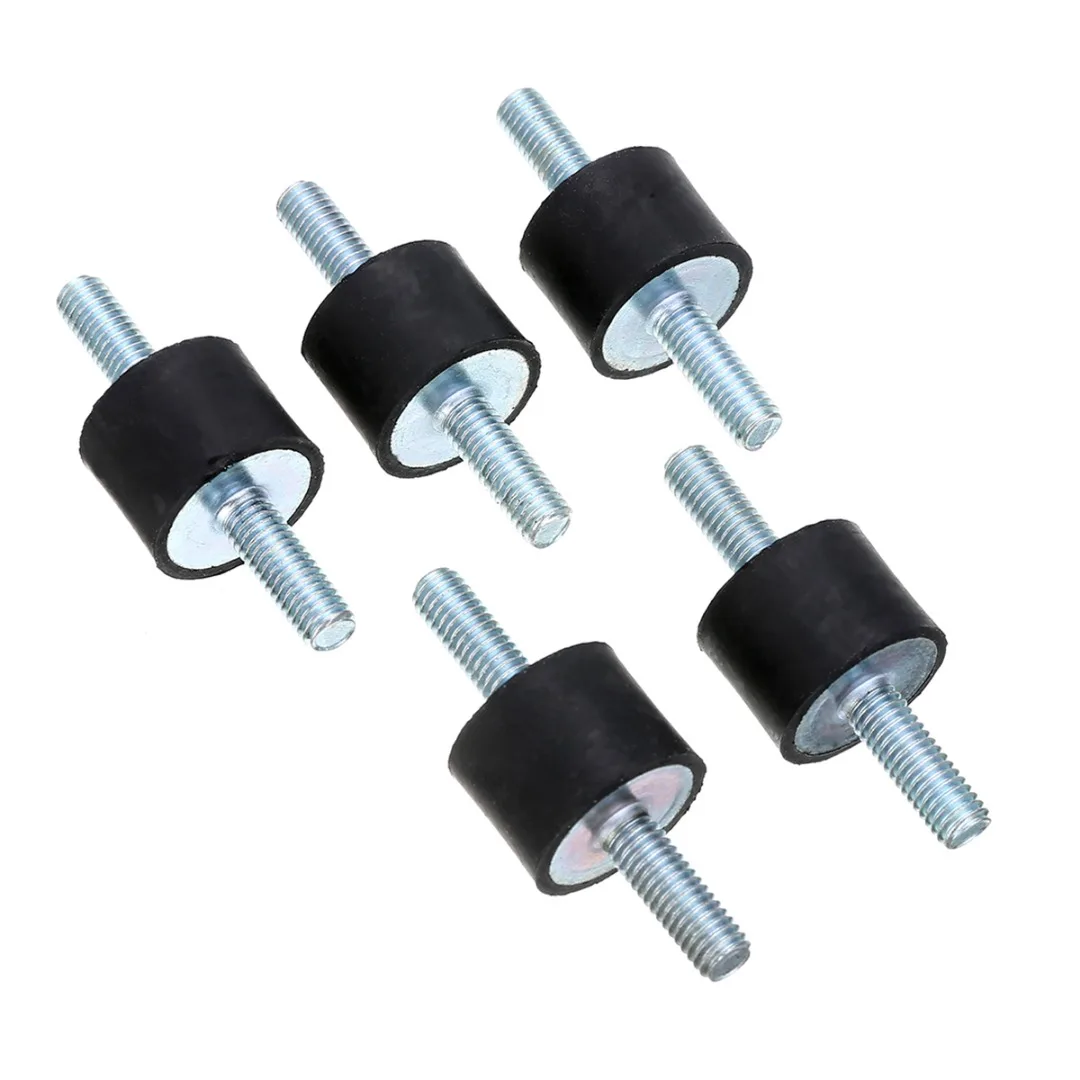 5pcs M6 Anti Vibration Rubber Mounts Isolators Bobbins Silentblock 15x20mm Black Silver Mayitr