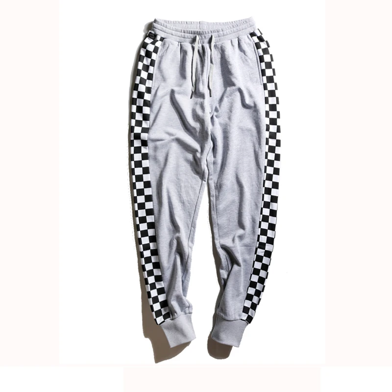 Bebovizi Brand Streetwear Fashion Hip Hop Gray Black Track Pants Checkerboard Women Men Joggers Pants Skateboard Sweatpants baggy sweatpants