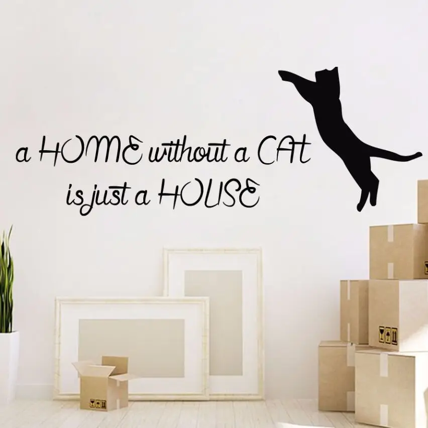 Cat Wall Decal Quote Vinyl Sticker Removable Cats Pet Shop Decor Wall