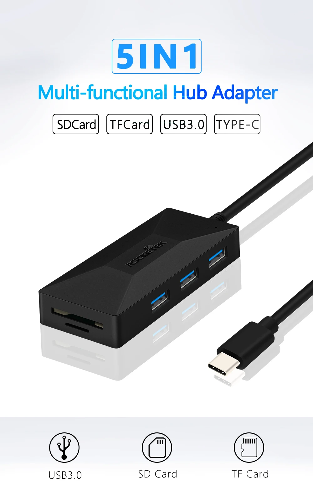 Rocketek мульти тип-c USB C 3,0 концентратор 3 порта OTG адаптер разветвитель SD/TF кард-ридер для MacBook Air ПК компьютер ноутбук аксессуары