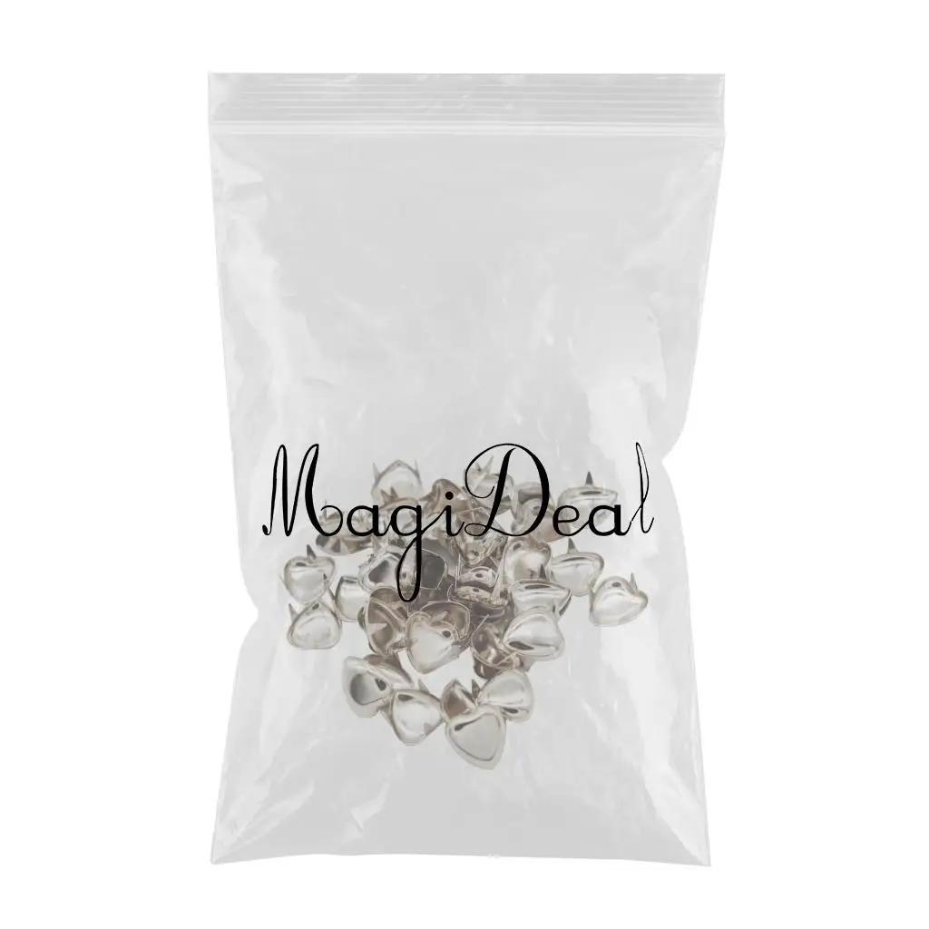 fityle 50Pcs DIY Love Heart Metal Leathercraft Rivets Claw Studs Bags Clothes Hats Leather Decor