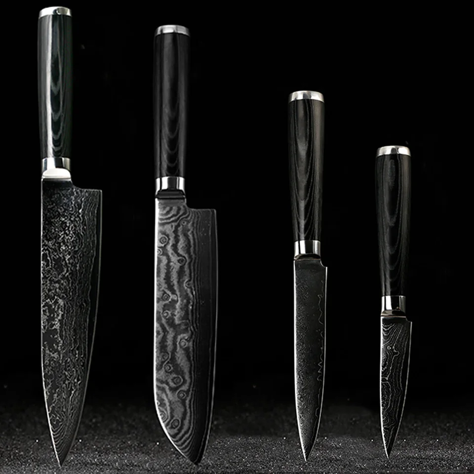 

FINDKING Damascus knives set 8 inch chef knife 7.5 inch santoku 5 inch utility 3.5" paring knife
