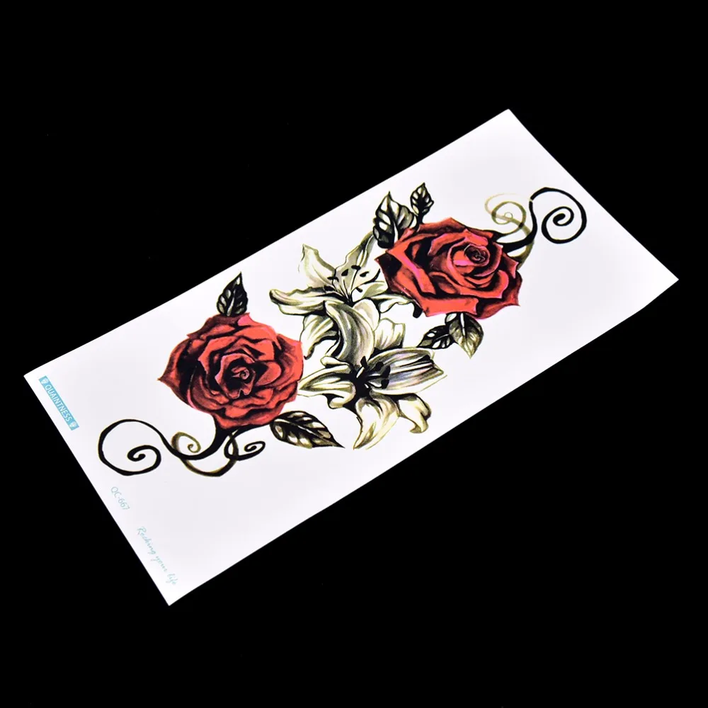 10 20cm 3D stereo Rose Flower Tattoos  Sticker  Body Art  Big 
