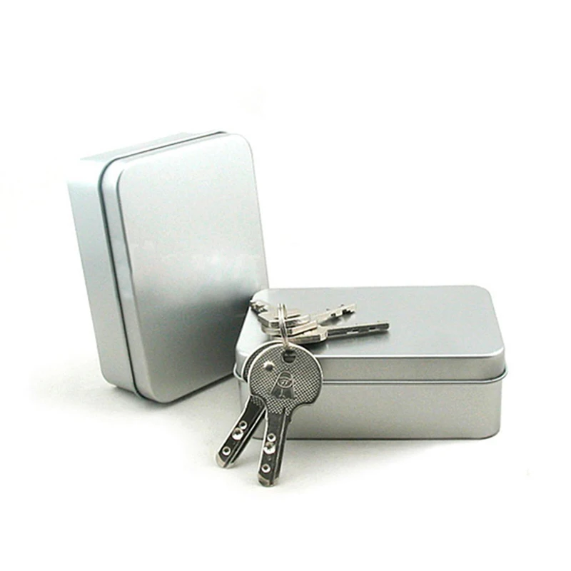 JX-LCLYL 10pcs Silver Metal Tin Storage Box Case Money Coin Key Card Holder Organizer New