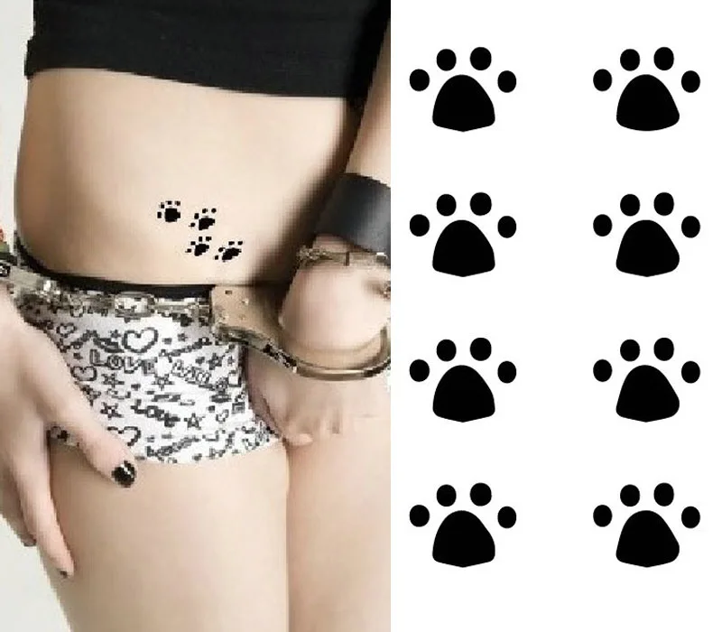 

Tattoo stickers waterproof cute dog panda footprints black men and women children lasting personality stickers