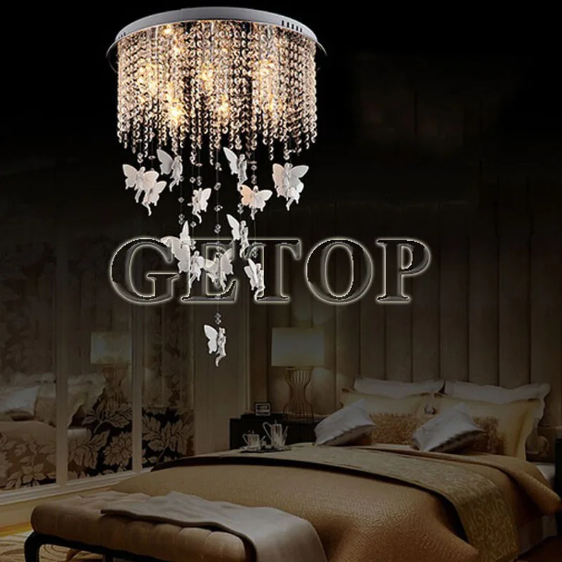 Us 228 25 17 Off Modern Crystal Curtain Round Ceiling Lamp Hanging Angel Lustres Dreamlike Led Lights Sittingroom Restaurant Children Room In