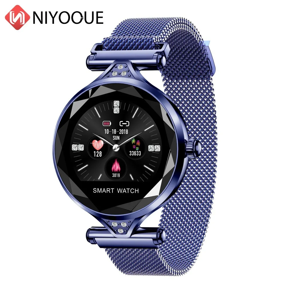 Модный умный браслет, новинка, водонепроницаемый, Bluetooth, сердечный ритм, кровяное давление, цветной экран, спортивный женский браслет, часы, подарок - Цвет: Синий