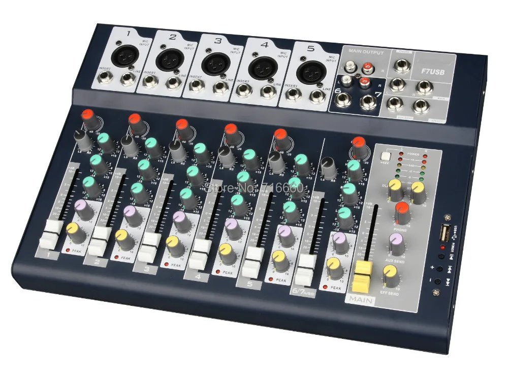 F7 Usb Mini Audio Mixer Console With Usb Built In Effect Processor