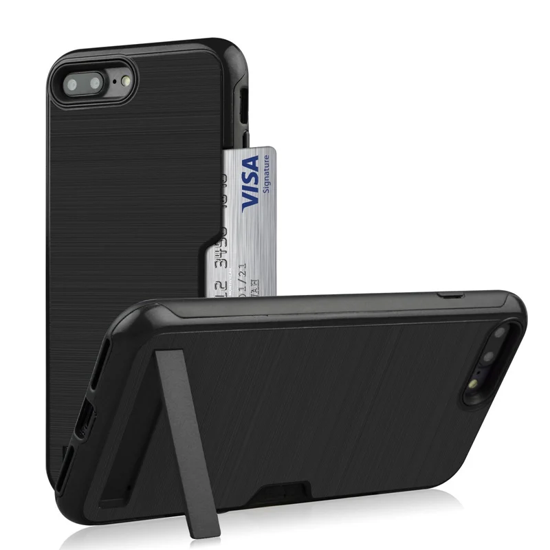 Luxury Cover For Iphone 7 7Plus Case With Card Pocket Kickstand 8 Plus PC TPU 2IN 1 6 6S Phone Cases | Мобильные телефоны и