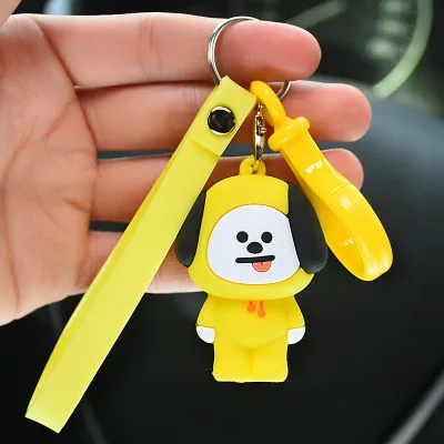 25 Kinds of Cartoon Toys Pudding Dog Melody Big Ear Dog Cool Penguin Key Keys Ins Woman Bag Exquisite Hanging Gift - Color: Yellow