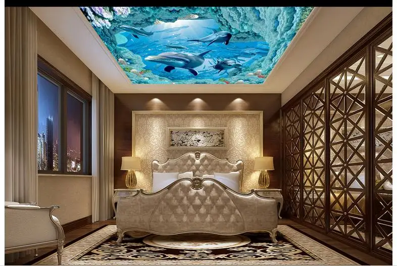 Индивидуальные 3d фото обои потолочные фрески на морских животных гостиная |