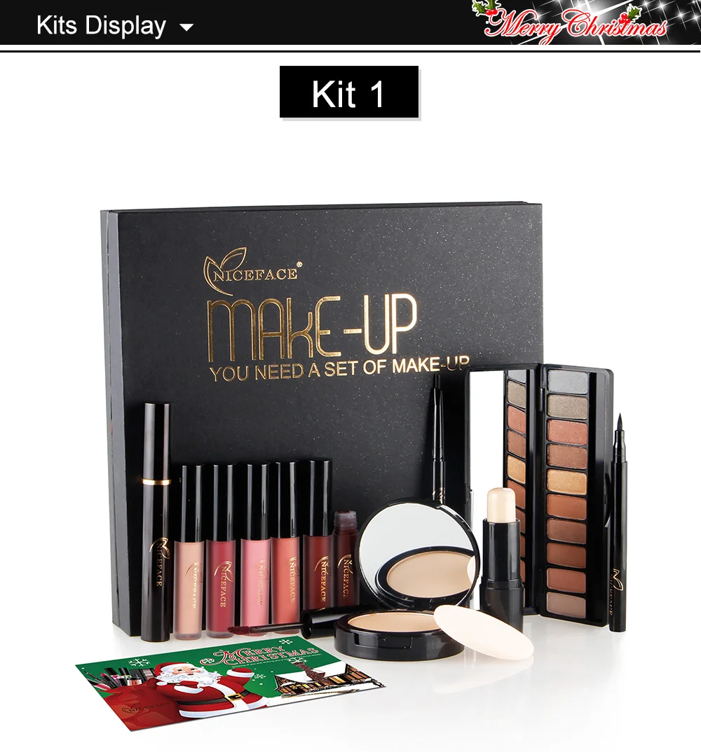 NICEFACE (Christmas Gift) Makup Tool Kit 13Pcs Make up Cosmetics Including Eyeliner Matte Lipstick Eyebrow Pencil Pressed Powder (3)