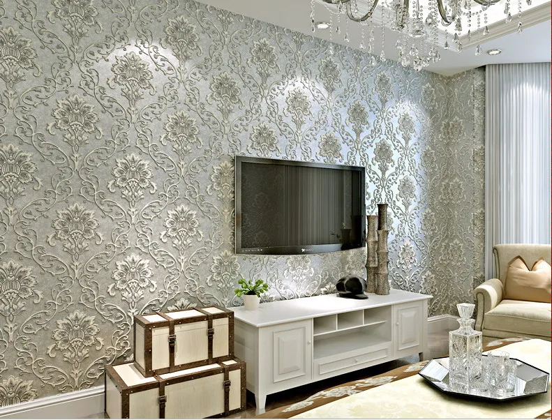 High Quality Embossed Damask Wallpaper For Tv Background Bedding Room -  Wallpapers - AliExpress