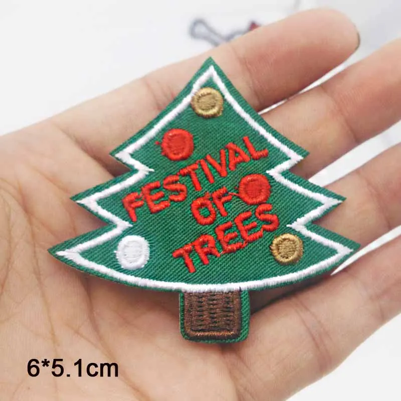 Christmas Tree Iron On Patch Embroidered Clothes Patch For Clothing
