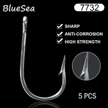 BlueSea 5 шт./упак. 7732 Нержавеющая сталь Акула рыболовные Крючки соленой воды рыболовные крючки море Big Game J Тип большой рыболовные крючки