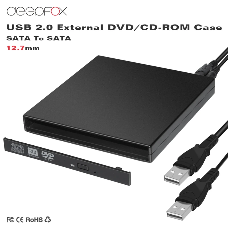 Maikou 12,7 мм USB 2,0 Внешний DVD/CD-ROM чехол для ноутбука Настольный ПК оптический диск SATA на SATA внешний корпус для DVD