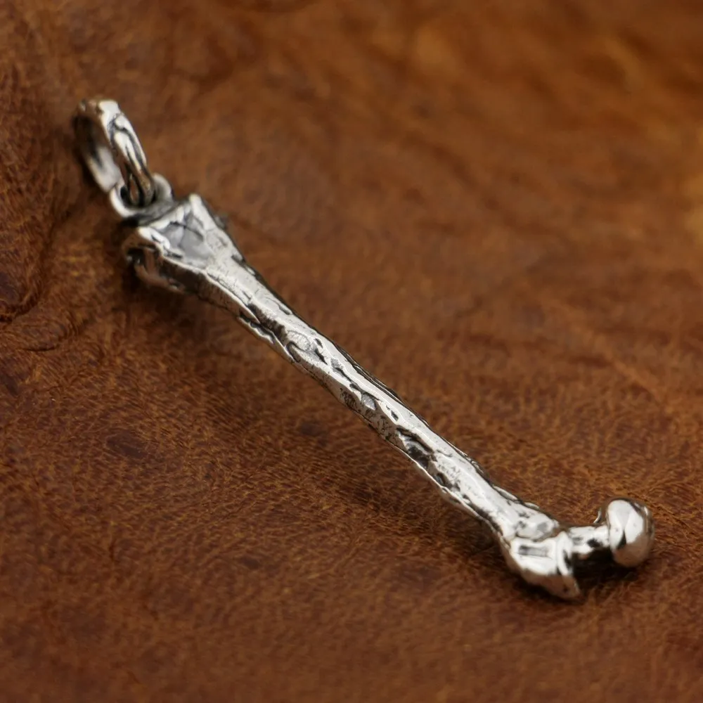 

925 Sterling Silver Thigh Bone Pendant Mens Biker Style TA83A