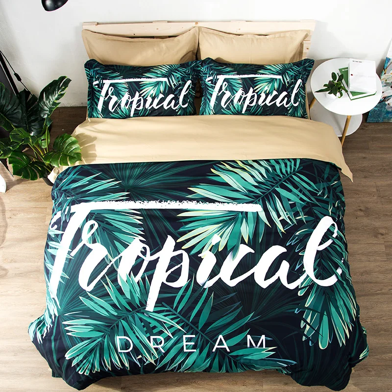 

Free shipping Novelty Gift Tropical Plant Leaves Dream Pattern Bedding Duvet Cover Set+2pcs Pillow Case Sham UK AU US Size