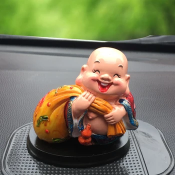 

Car Ornaments Resin Cute Smile Monk Maitreya Buddha Crafts Figurines Creative Lucky Maitreya Statue Auto Decor Accessories Gift