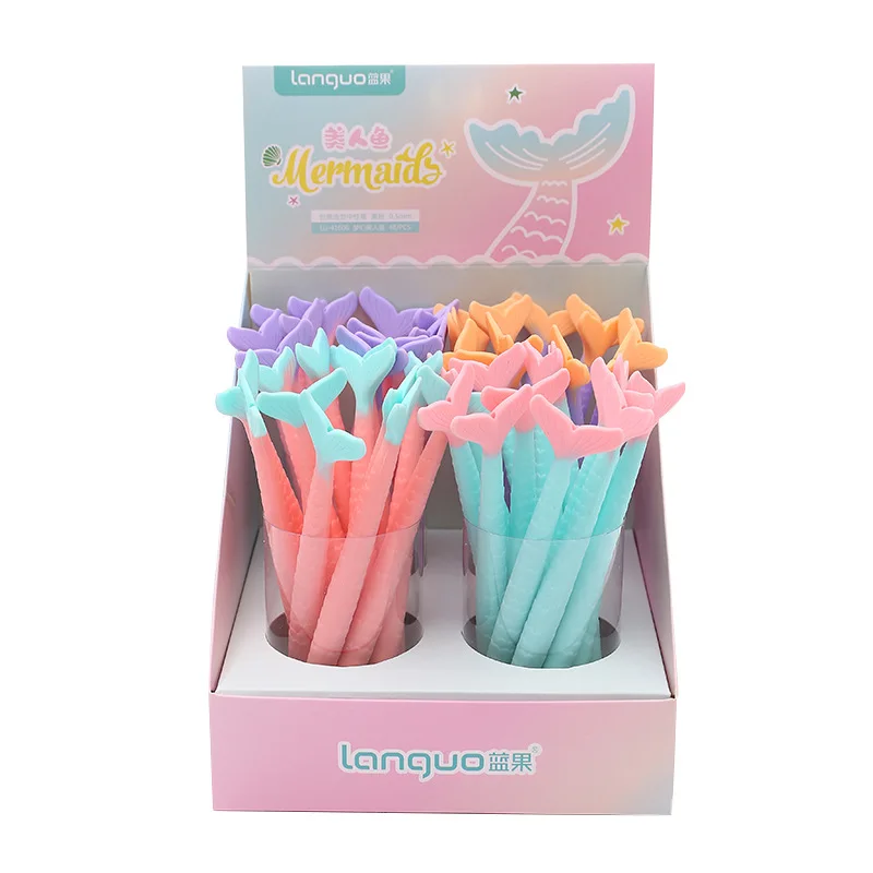 

48pcs Gel Pens Kawaii Mermaid Black Color Student Gift Gel-ink Pen Pens for Writing Cute Stationery Office School Supplies0.5mm