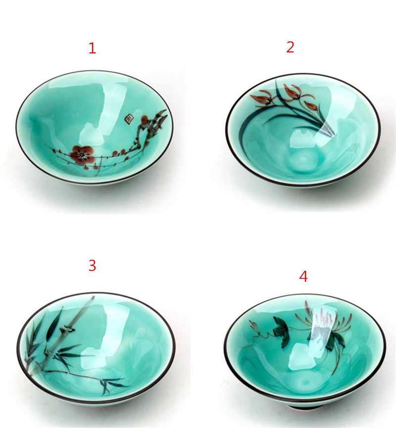 2 Chinese Tea Cup Ceramic Celadon Kung Fu Tea Set Drinkware Retro Gaiwan Teacup Blue And White Porcelain Coffee Cups Mug