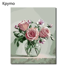 Розовая Европа цветок DIY Краска ing по номерам Акриловая Краска по номерам ручная краска ed масляная краска ing на холсте для домашнего декора VA-0294