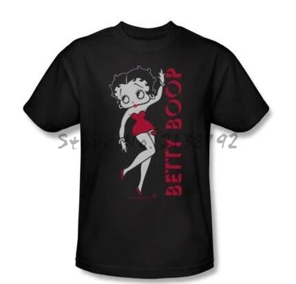 

Betty Boop Classic Boop Pose in Red Dress Licensed men t shirt cotton cartoon Shirt short sleeve S-3XL men's top tees