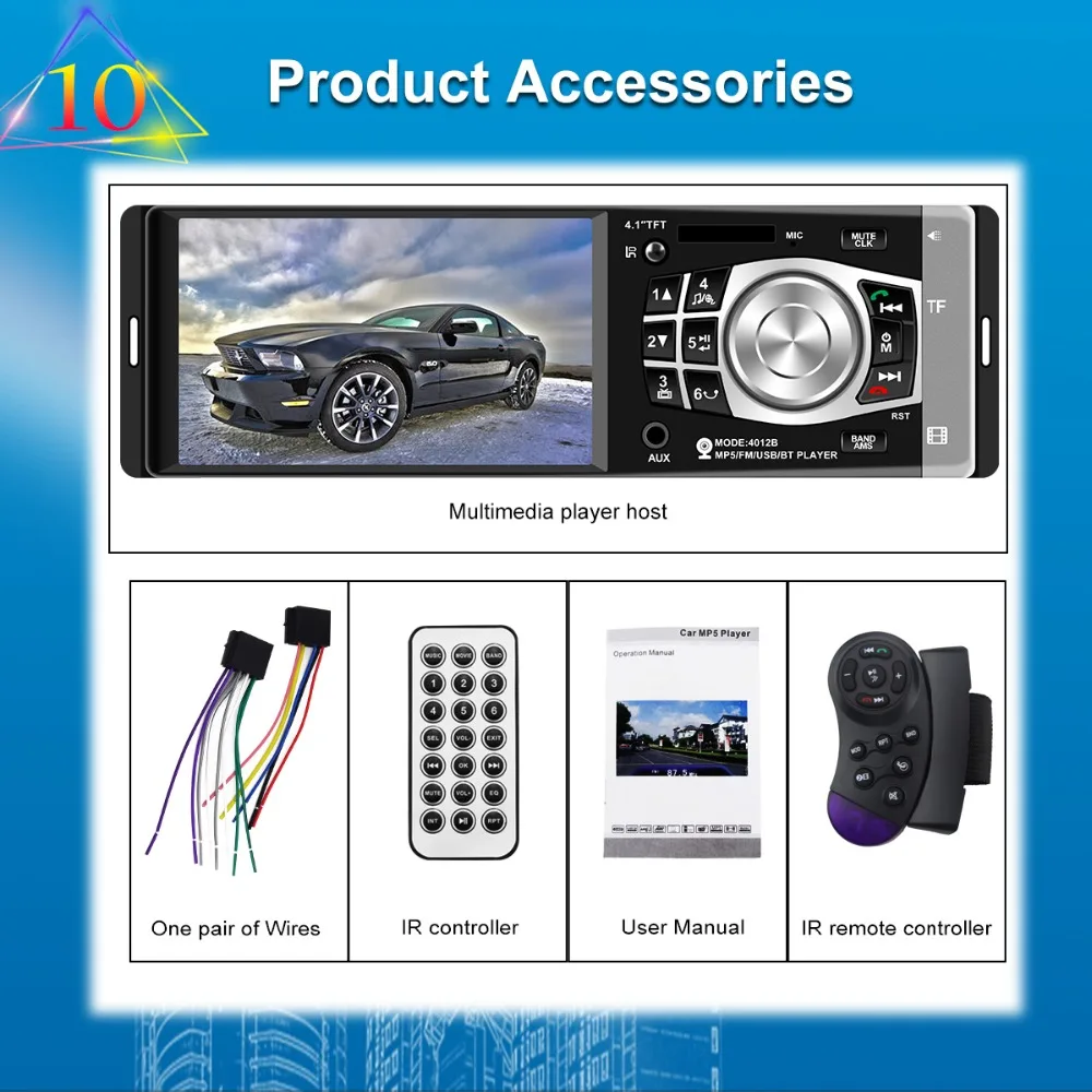 1 DIN Авто аудио стерео Мультимедийный плеер HD 4 дюйма Экран Авторадио bluetooth