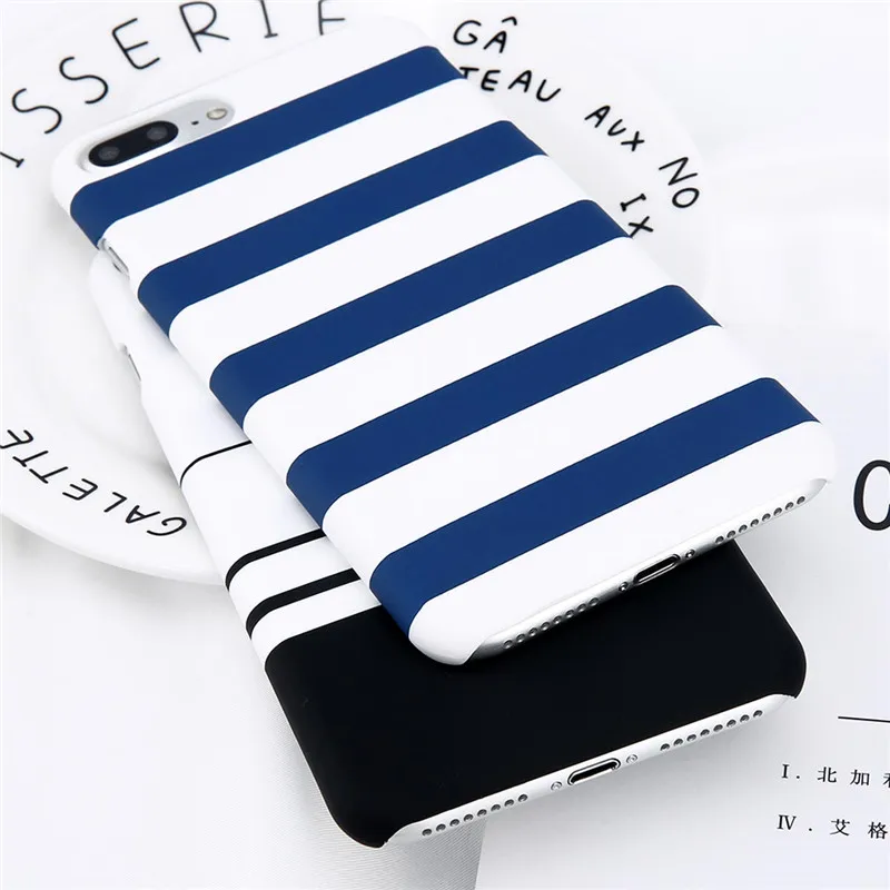 Lovebay Phone Case For iPhone X XR XS Max 8 7 6 6s Plus 5 5s Fashion Black and White Stripes Hard Plastic Protect Cover Cases